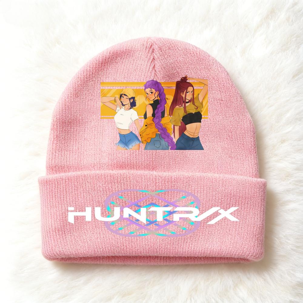Berretto lavorato a maglia per bambini con stampa Anime Kpop Demon Hunters, Filato di lana, Stagione autunnale, Stagione fredda, Cappello alla moda per bambini, Copricapo, Abbigliamento