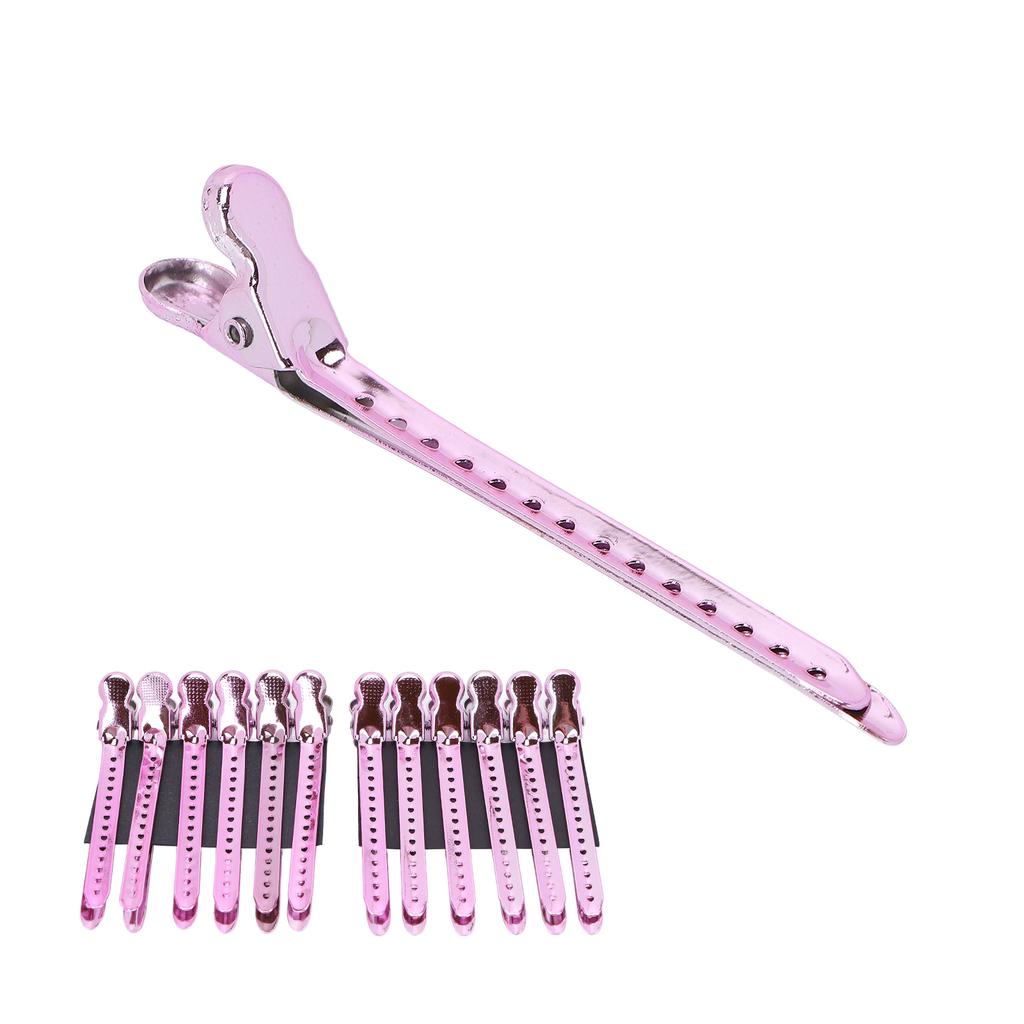12 Stück Professioneller Friseursalon Entenschnabelklemme Tragbare Styling Entenschnabelklemme für Dickes HaarLila