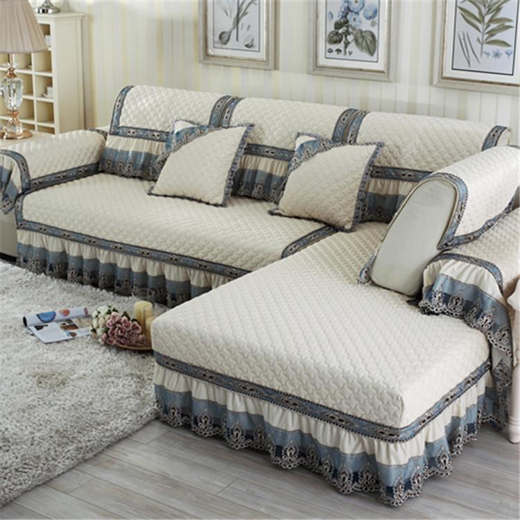 European-Style Non-Slip Linen Skirt Fabric Four Seasons Universal Sofa Summer Cushion Sofa Cover All Wrapped Cover