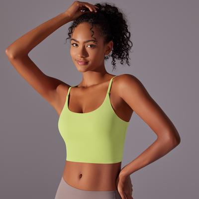 Auroth Ermeløs Sportsvest Dame Støtsikker Yoga-BH Push Up Treningssenter Trening Crop Top Ensfarvet Fitness Topp