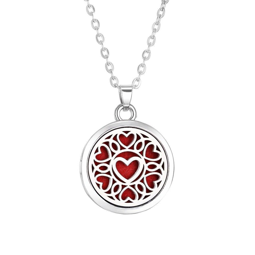 Stainless Steel Fashion Tree of Life Aromatherapy Necklace Essential Oil Diffuser Perfume Locket Pendant Women Jewelry Gift