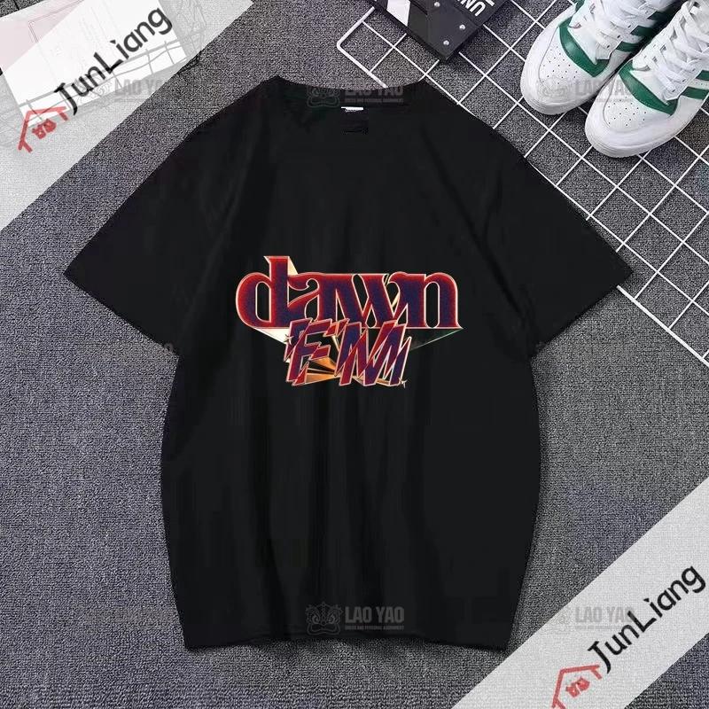 Canadian Singer The Weeknd Dawn Fm Flat Print Tshirt Short Sleeve Loose Mens Tshirt Mens Tshirt Womens Hip Hop Clothing