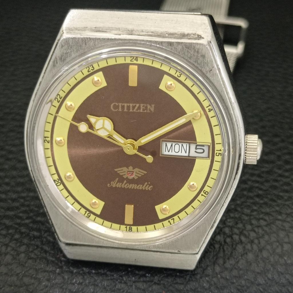 Citizen AUTOMATIC VINTAGE 8200 JAPAN MENS BROWN COLOR DIAL WATCH A702135-5 R208-a702135