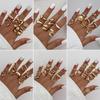 1Set Irregular Glossy Metal Open Rings For Women Vintage Punk Gold Silver Color Personality Finger Ring Female Jewelry