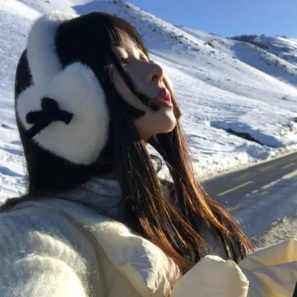 Soft Warm Faux Fur Plush Earmuffs Japanese Winter Earflap Fashion Y2k Bowknot Earmuffs  Women