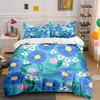 Blue Flowers And Green Leaves Pattern Bedding Set 1 Duvet Cover 2 Pillowcases For Adult And Children Luxury Gift Full Size