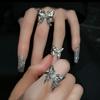 Romantic Liquid Metal Butterfly Ring for Women Elegant Irregular Pleated Texture Exquisite Punk Finger Rings Fashion Jewelry