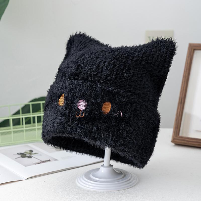 New Cute CAT EAR Beanie Faux Fur Winter Hats For Women Fashion Outdoor Dandy Knit Hat Warm Cap For Girl Gifts