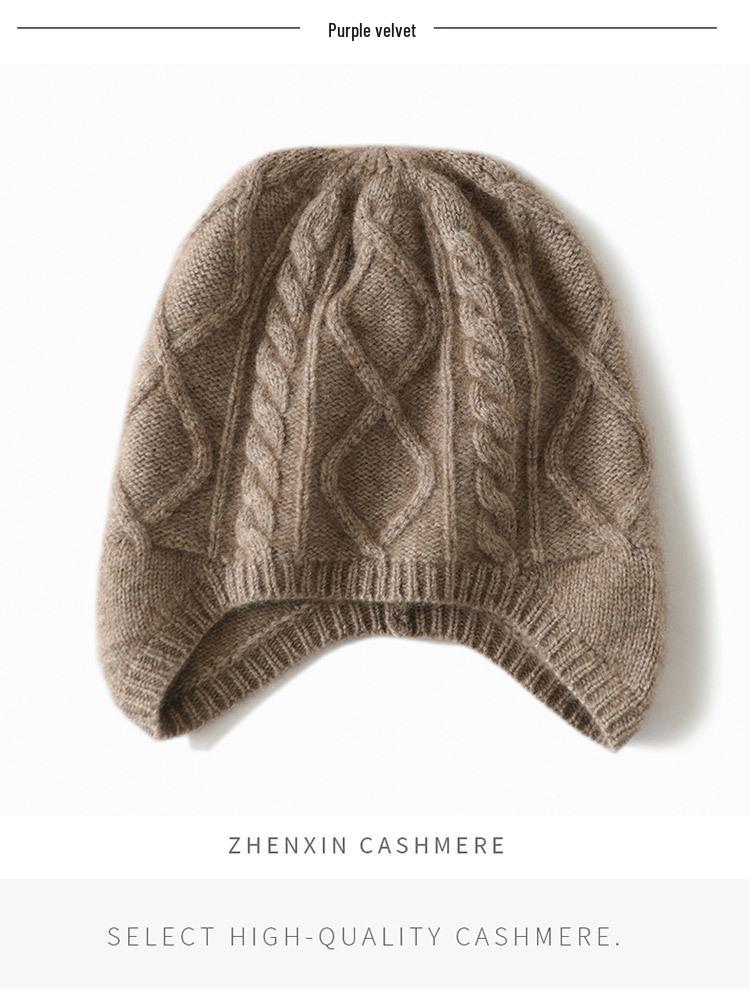 Women's Autumn & Winter Cashmere Aviator Hat - Warm Knitted Wool with Ear Protection
