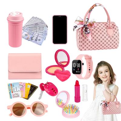 Little Girls Play Purse 1 SET Toy Toddler Purse Credit Card/Water Bottle/Sunglasses Princess Gifts Play Purse Set ForGirls