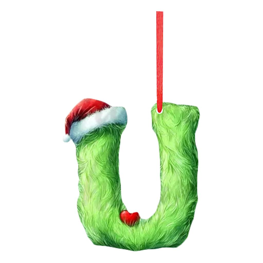 2D 26 Letter  Christmas Ornaments Acrylic Flat Christmas Tree Home Decorations Ornaments