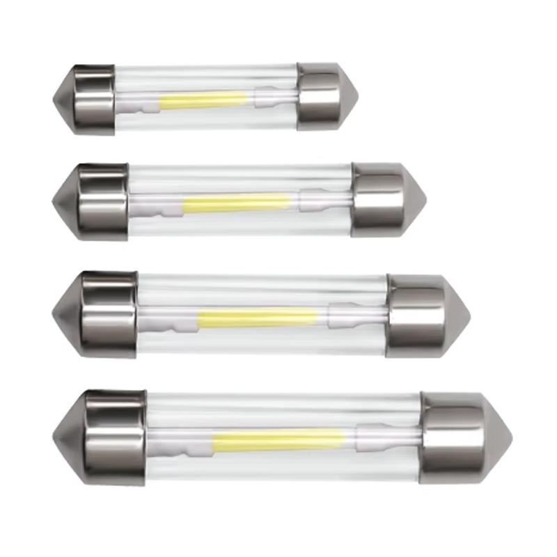 4X Festoon 31MM 36MM 39MM 41MM C5W C10W Led Bulbs COB Glass Door Trunk Housing Dome Lamp Car License Plate Light White 6000K 12V
