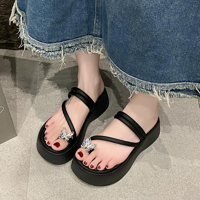 Summer Round Toe Comfortable Pair Wear Sexy Elegant Flat Slippers for Women Fashion New Lightweight Non-slip Casual Sandals