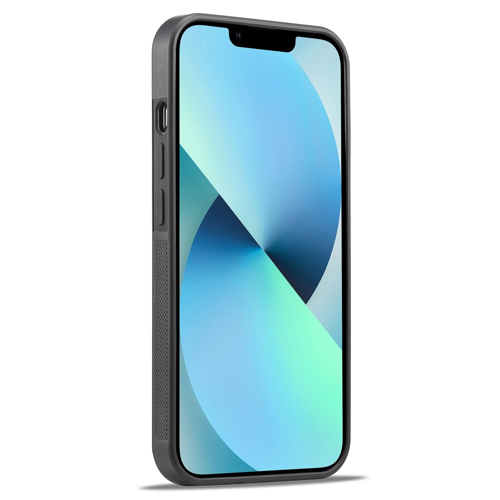 LC.IMEEKE For iPhone 13 6.1 inch Back Case Carbon Fiber Texture PU Leather Coated TPU+EVA Phone Cover