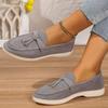 Women's Suede Flat Sole Large Size Low Top Single Shoes Women's Soft Sole Lightweight Solid Overfoot Shoes