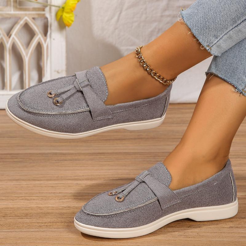 Women's Suede Flat Sole Large Size Low Top Single Shoes Women's Soft Sole Lightweight Solid Overfoot Shoes