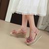 Niche Sandals Women's Summer Summer New with Skirt One-word with Wedge Heel Thick-soled Heightening Shoes