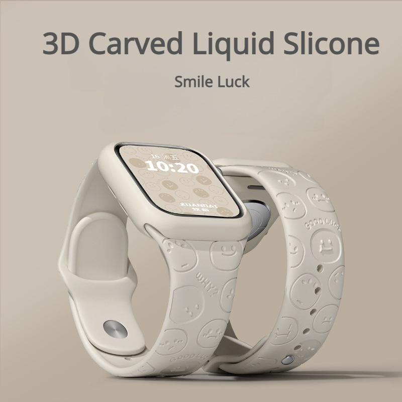 Buy Cute Face 3D Laser Printed Silicone Strap+TPU Case for Apple