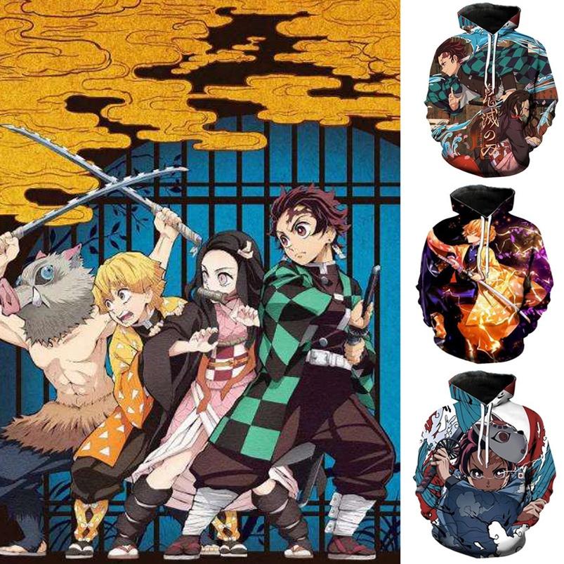 Vibrant And Comfortable Demon Slayer 3d Printed Couples Hoodies With Long Sleeves