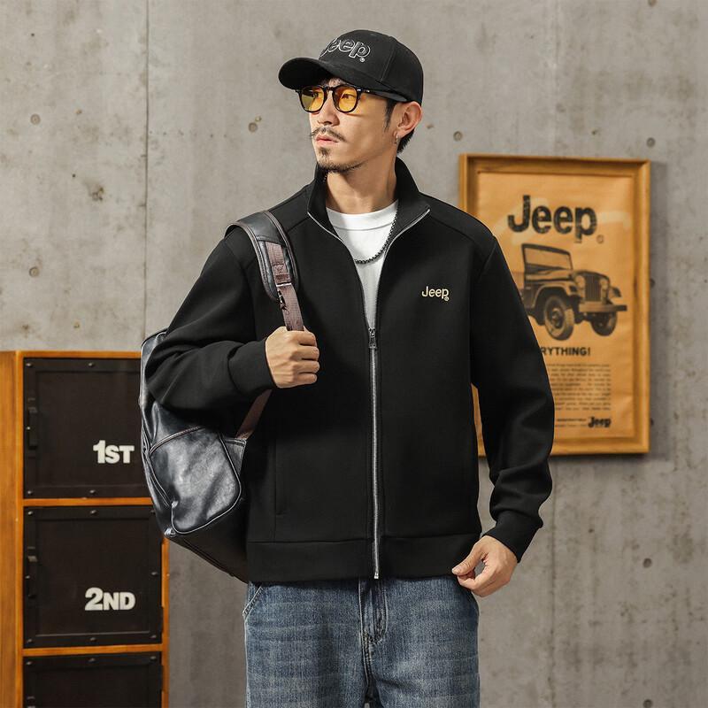 JEEP Men's Casual Stand Collar Cardigan Sweatshirt