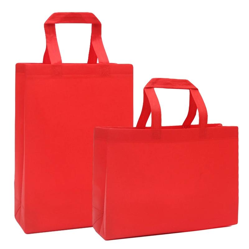 10PCS Colorful NonWoven Reusable Tote Bags  Large Eco Friendly Storage for Shopping Custom Logo (Extra Fee) Cloth Fabric Pouches