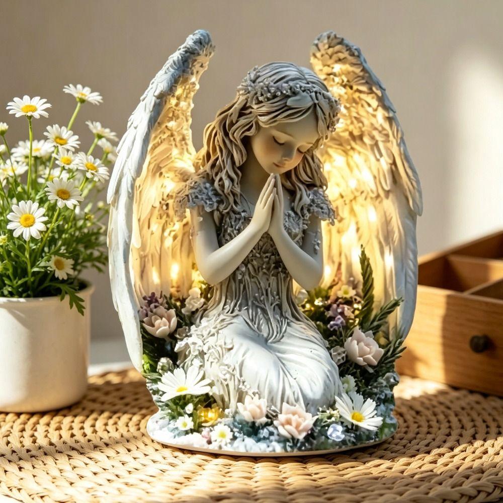 Acrylic Angel Statue Radiant Design Desktop Decoration Prayer Angel Acrylic Ornament Cafe Decor