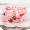 Strawberry Pendant Pink Beads Multilayer Stretch Bracelet Cute Fruit Hand Decoration Gift for Women