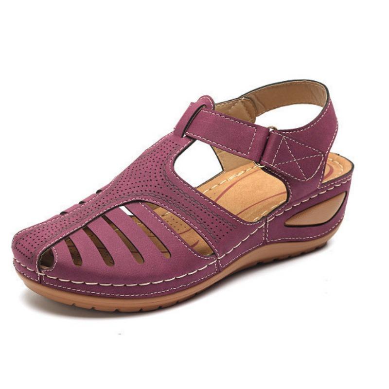 New wedge heel retro sandals non-slip large size women's summer hole shoes