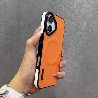 Business dvoutónové kožené Magsafe pouzdro pro iPhone 16 12 13 14 15Pro Max Magnetický matný měkký nárazuvzdorný kryt pro iPhone16Pro