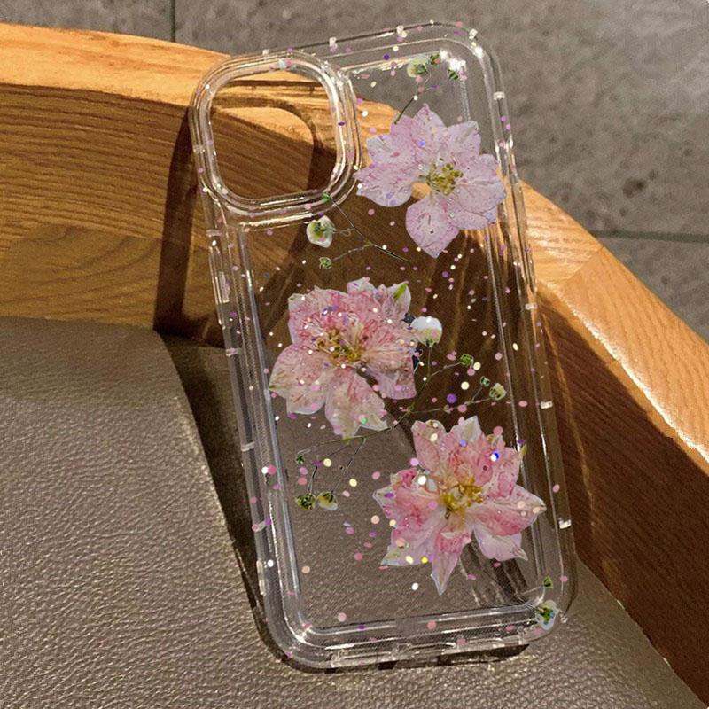 

Pink And Purple Flower Print Phone Case For iPhone 17 Air 11 12 13 14 15 16 Pro Max 16e XS X XR 16 Plus Transparent Soft Cover iPhone 11 Pro Max