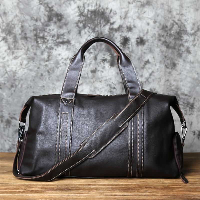 

NZPJ Vintage Leather Men Travel Bag Natural Cowhide Handbag Casual Shoulder Messenger Computer Bag Large Capacity Luggage Bag темный кофе