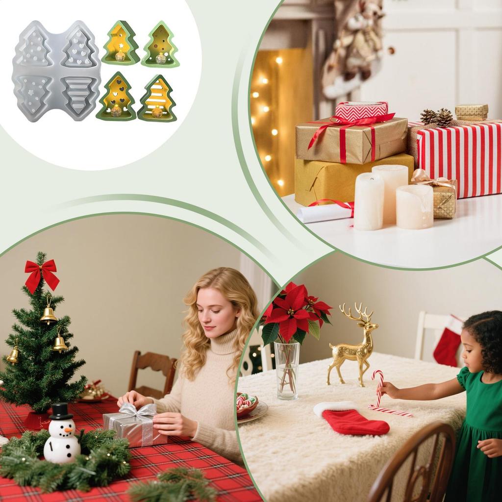 Christmas Tree Casting Mold Tree Candle Making Wax Plaster Mold Non Stick Handmade Crafts Supplies Plaster For Resin Wax Party