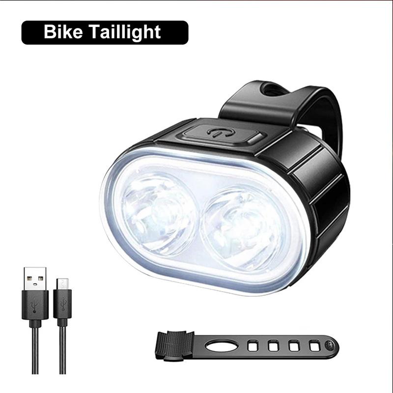 Bicycle Front & Rear Light Set Rechargeable LED Headlight Taillight Portable Floodlight for Mountain Road Biking Night Riding