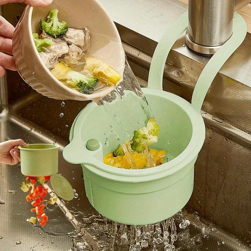 Self-Cleaning Push-Type Sink Strainer Basket - Automatic Food Waste Drain Basket with Removable Bottom, Easy Installation & Removal