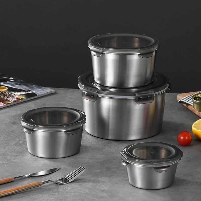 Zhishi 304 Stainless Steel Round Food Storage Container Set