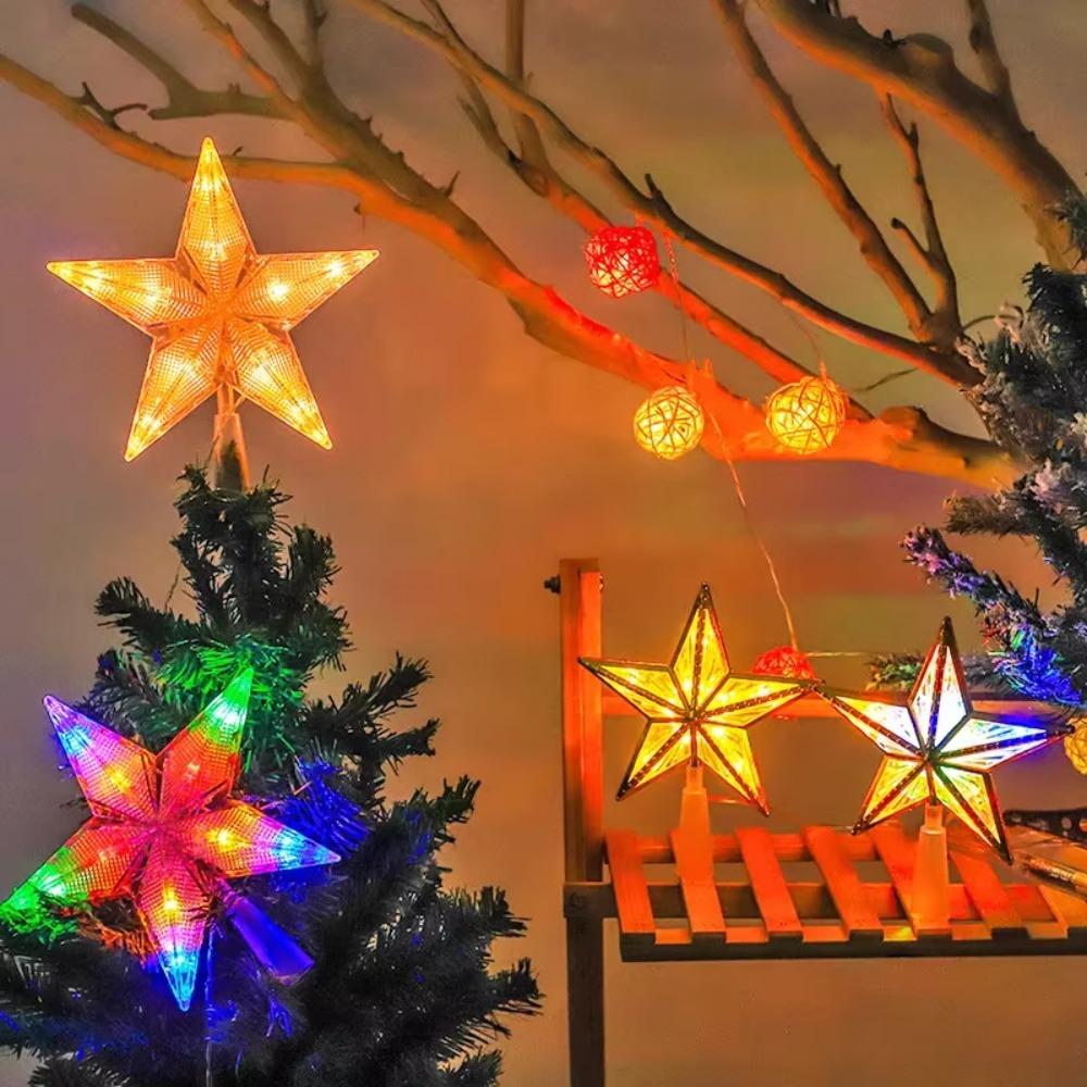 Glowing Christmas Tree Topper Star LED Xmas Atmosphere  Light  Gift