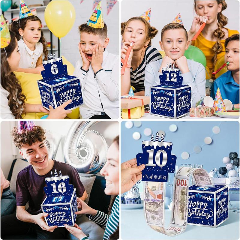 Scatola Regalo Sorpresa di Compleanno con Denaro Scatola Regalo in Contanti per Festa di Compleanno di Qualsiasi Età Decorazione per Festa Kit Divertente con Estrazione di Denaro