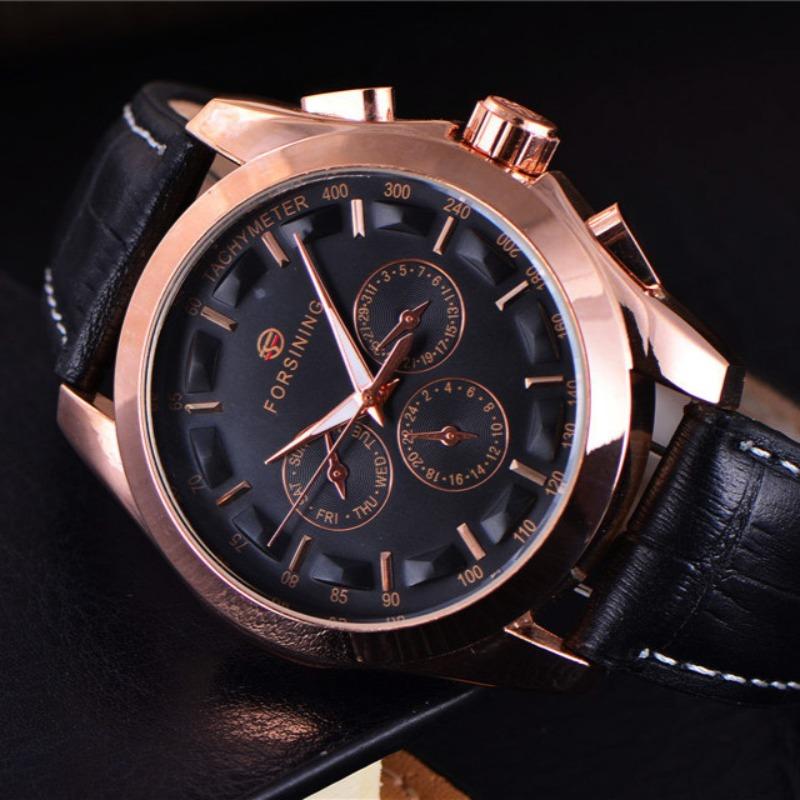 FORSING Men's Fashion Trend Hollowed Out Mechanical Watch Automatic Watch