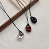 Adjustable Pu Leather Cord Necklace Irregular Bean Pendant Clavicle Chain Geometric Charm Jewelry Unisex Accessories Gift