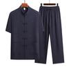 Mooou Men's Summer Ice Silk Chinese Style Shirt & Pants Set