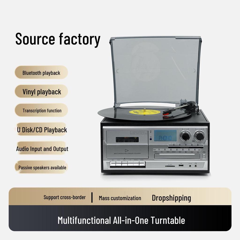 Multifunctional Retro Vinyl Record Player & Bluetooth Speaker with High-Fidelity Sound