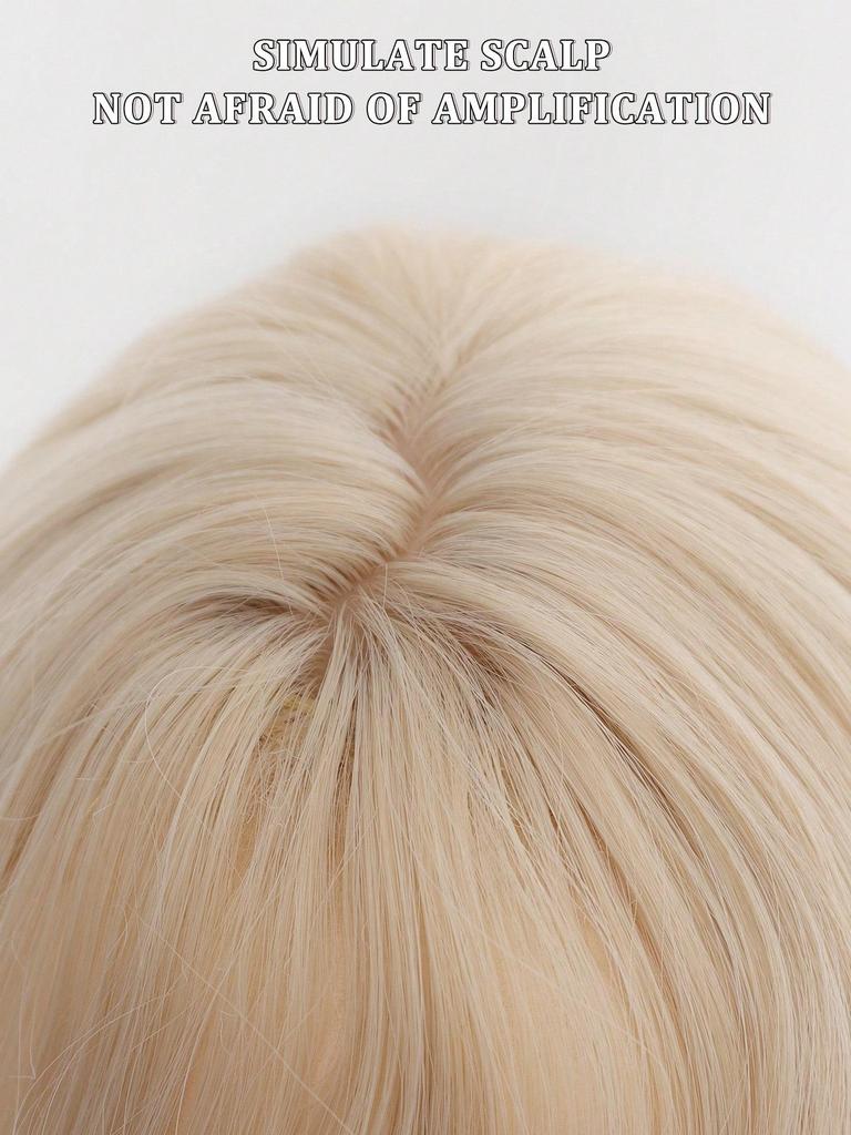 Short Straight Hair Ponytail Wig with Bangs for Women Anime Cosplay Costume Halloween Party Wig