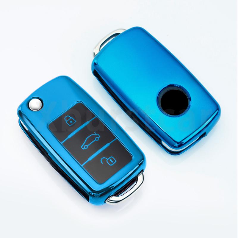 TPU Shell For VW Volkswagen Beetle Caddy Tiguan Polo Golf Passat Skoda Octavia Kodiaq Seat Leon Altea Car Key Case Cover Holder