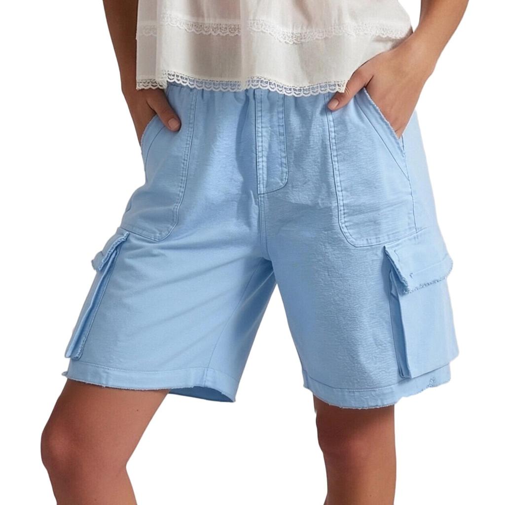 Damen Cargoshorts Für Damen High Waist Weiter Bein Wander-Kurzhosen Lockerer Schnitt Sommer Trainingsshorts Mit Taschen