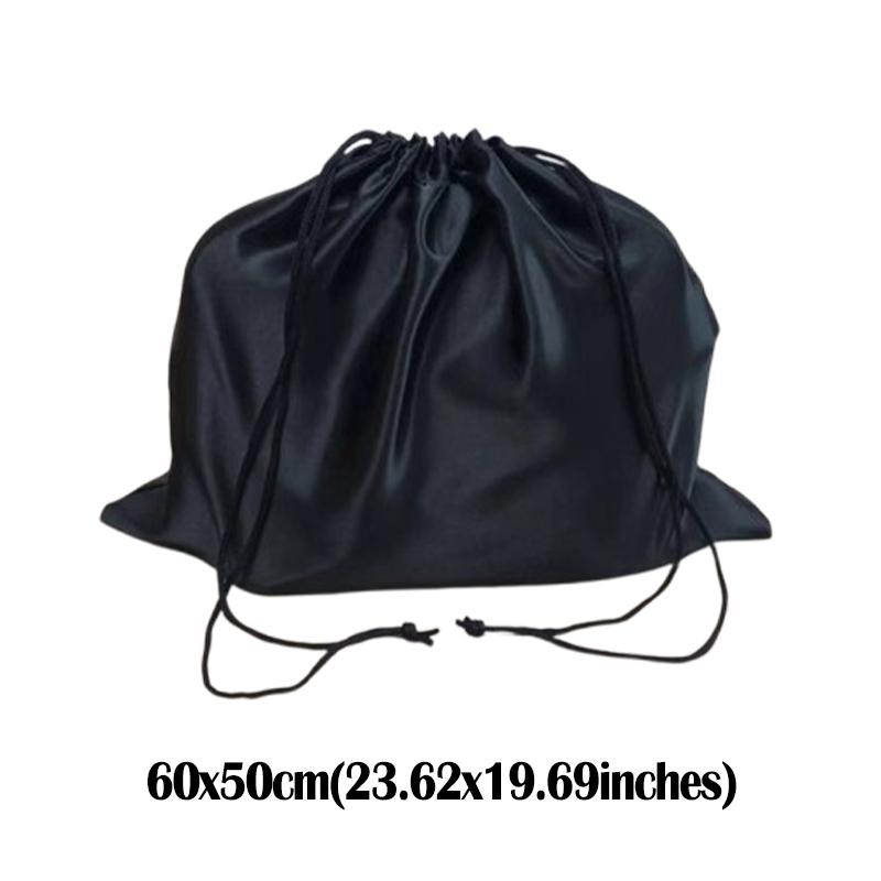 Schwarzer seidiger Satin Kordelzugbeutel Geschenkverpackung Make-up Aufbewahrungsbeutel Wiederverwendbar Staubdicht Reise Schuhe Kleidung Verpackungsbeutel
