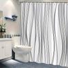 Contemporary Calligraphy Design Shower Curtain - Black & White Wavy Lines | Polyester Fabric, Includes 12 Hooks, 70x70 Inch
