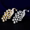 Women Girls Refined Brooches Fashionable High-end White Pearl Peacock Elegant Sparkling Rhinestone Breastpin Pin