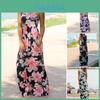 Summer Women's Elegant Casual Sleeveless Floral Printed Beach Dress Long Sundress
