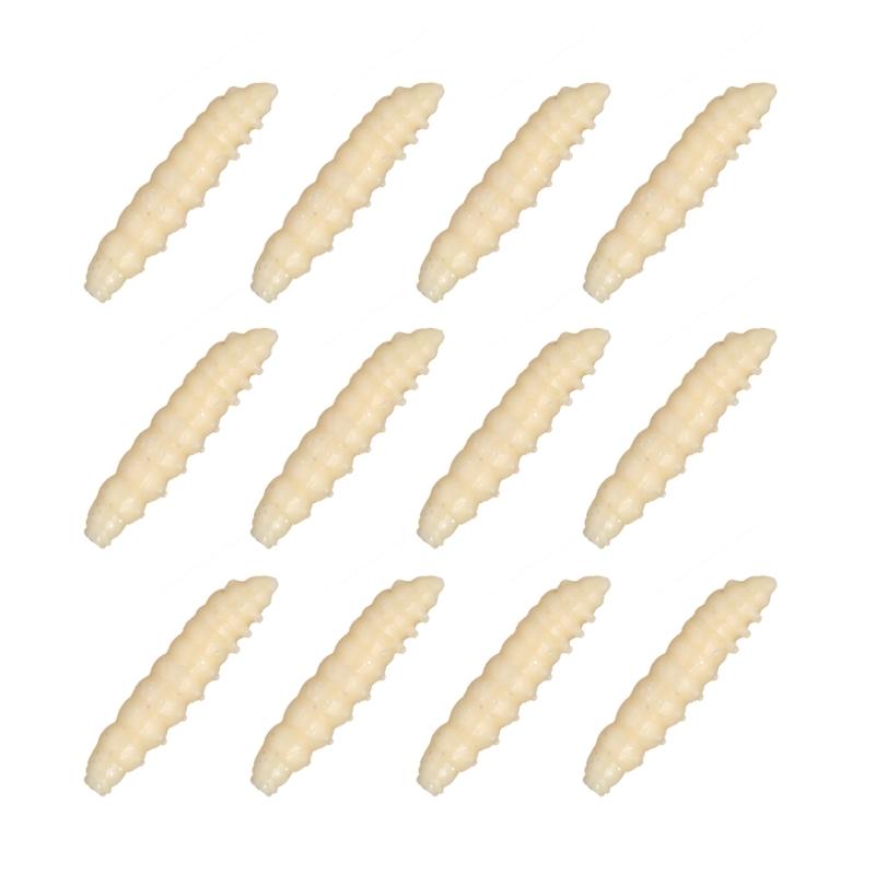 12PCS TPE Bread Worm Fishing Lures with Glow Feature for Freshwater Saltwater Night Fishing Soft Baits