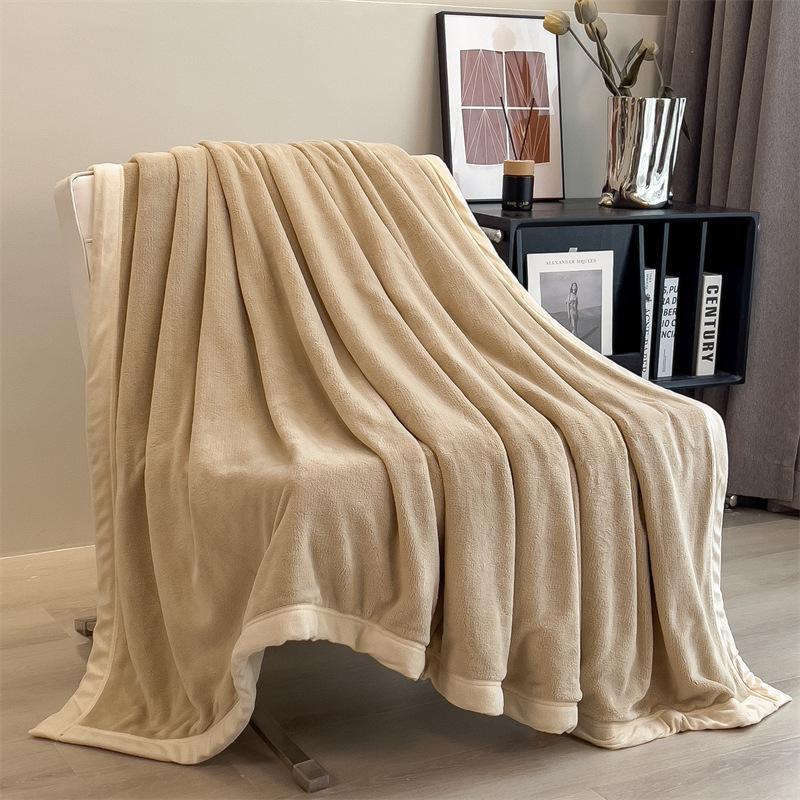 Double Layer Solid Color Milk Velvet Blanket Autumn Winter Thicken Warm Plush Blanket for Bed Sofa Single Double Thick Bed Sheet